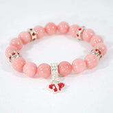 Morganite Pink Gemstone With Red Charm Bracelets - FashionByTeresa